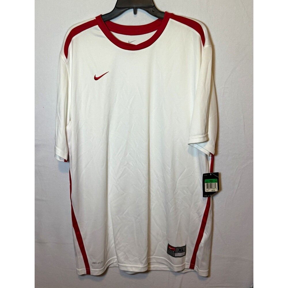 Nike Dri-FIT Men’s Soccer Jersey T-Shirt Breathable Crew Neck White/Red XL